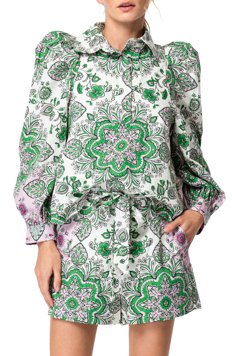 CIEBON Krisa Puff Sleeve Top, Main, color, Green Multi