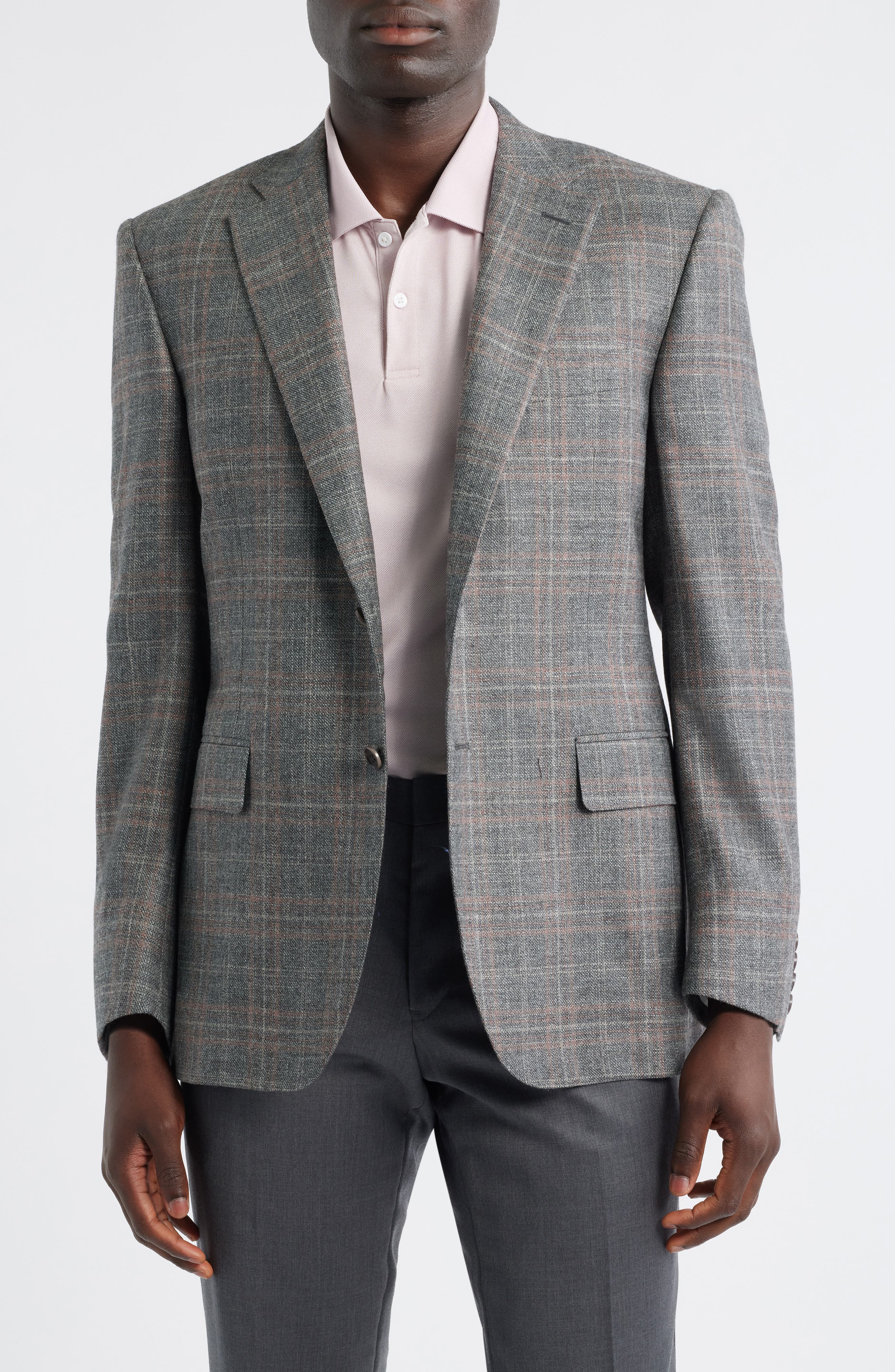 Canali Siena Regular Fit Plaid Wool & Silk Blend Sport Coat