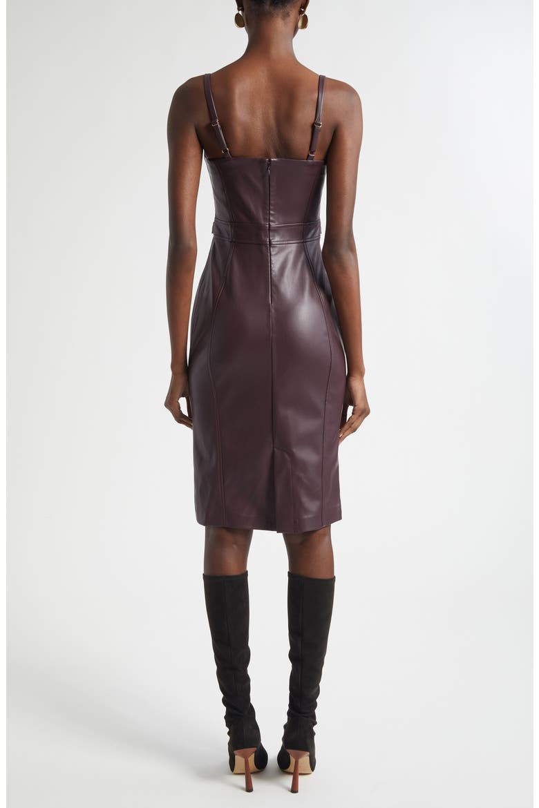Halia Belted Faux Leather Midi Dress, Alternate, color, DARK MALBEC