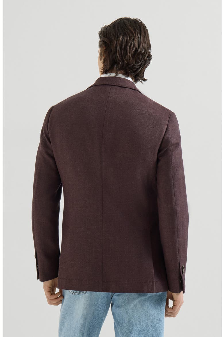 Mouliné virgin wool twill deconstructed blazer, Alternate, color, Blueberry
