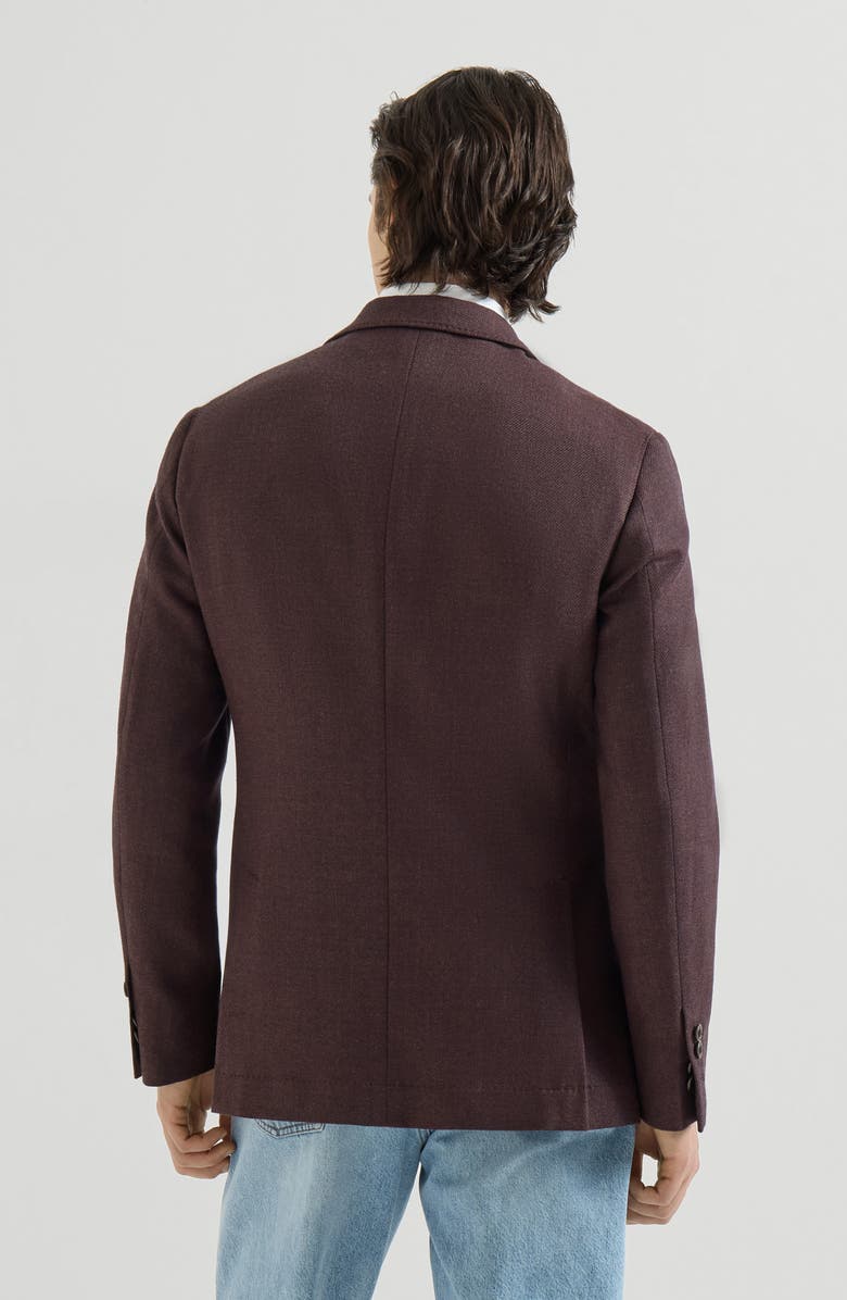 Brunello Cucinelli Mouliné virgin wool twill deconstructed blazer, Alternate, color, Blueberry