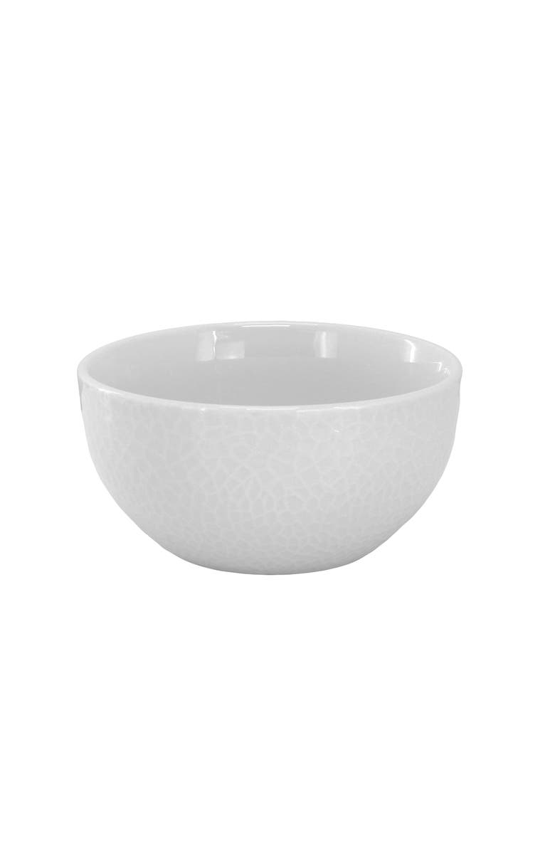 Elama Soyer 16 Piece Textu Design Double Bowl Porcelain Dinnerware Set, Alternate, color, White