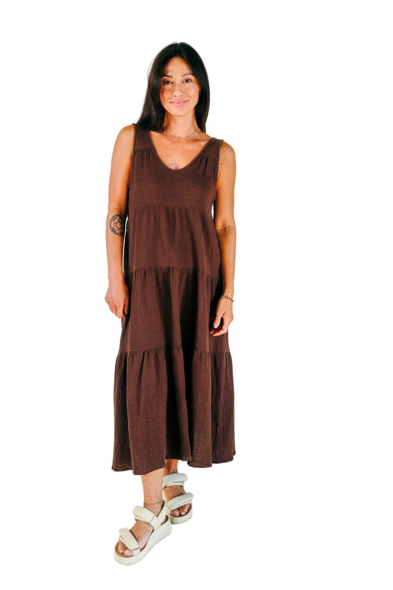 Teresa Tiered Tank Dress, Main, color, Chicory Coffee