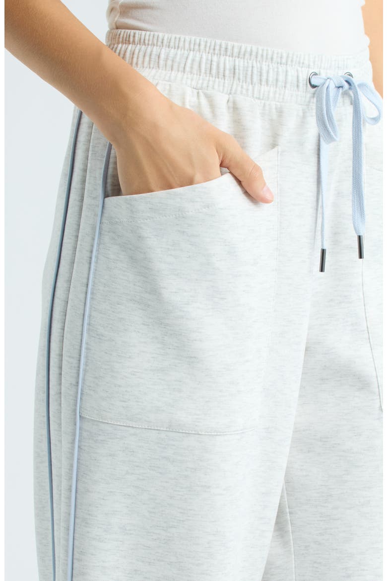 Wide Leg Track Pants, Alternate, color, HEATHER CREAM/ XENON BLUE