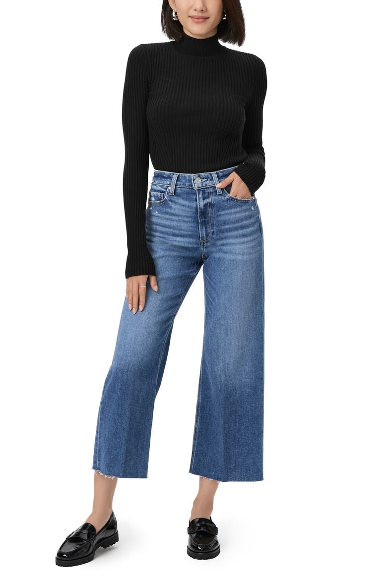 Anessa Raw Hem High Waist Ankle Wide Leg Jeans, Alternate, color, ROCKSHODIT