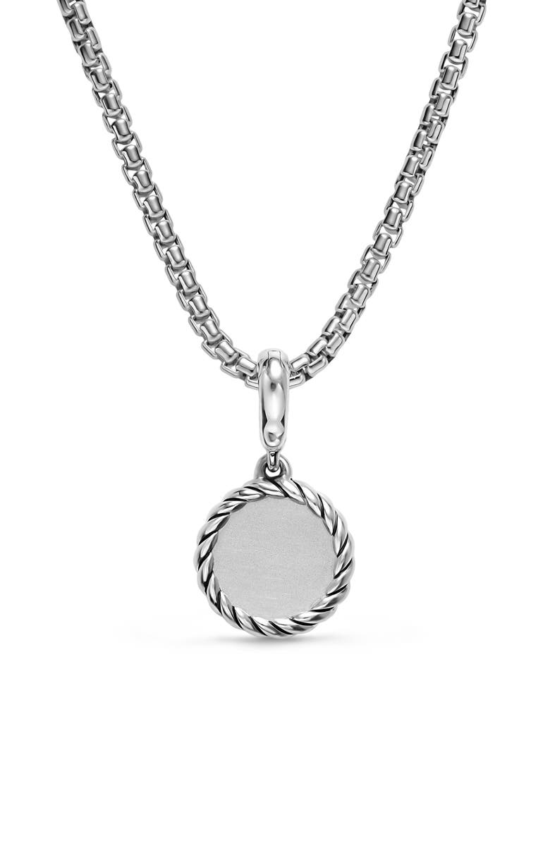 David Yurman Evil Eye Amulet in Sterling Silver with Light Blue Sapphires, Black Diamonds and Diamonds, 12.6mm, Alternate, color, Silver Pave