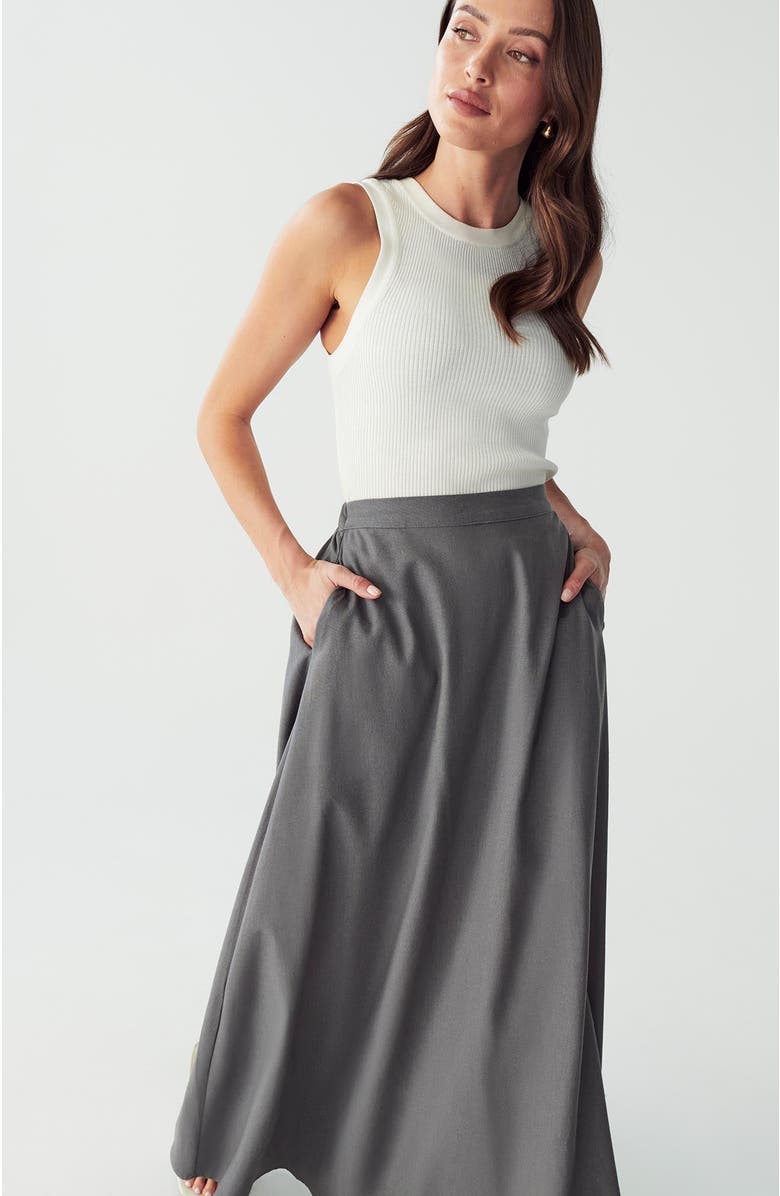 WILLA Isla Maxi Skirt, Alternate, color, Charcoal