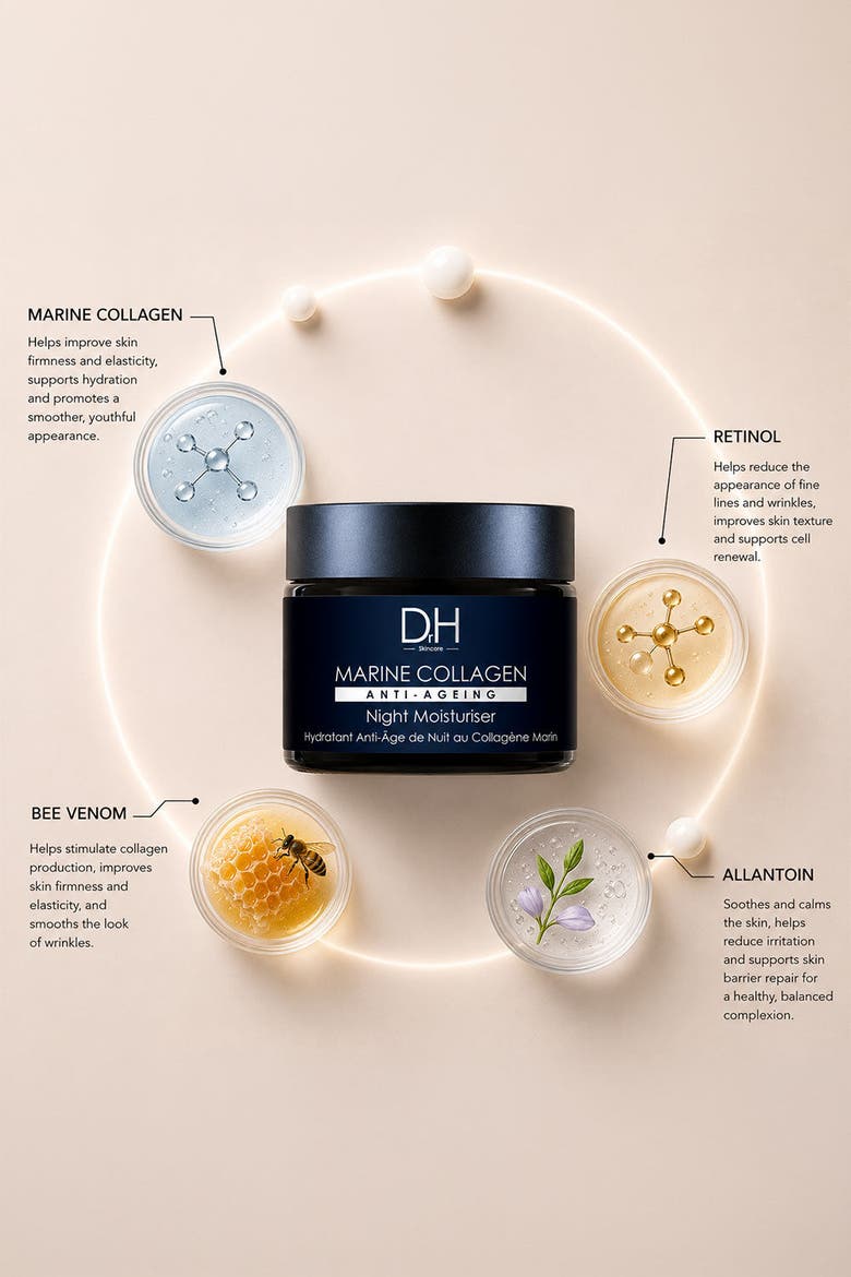 Marine Collagen Night Moisturiser 60ml, Alternate, color, White