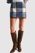 All in Favor Plaid Lace Hem Miniskirt