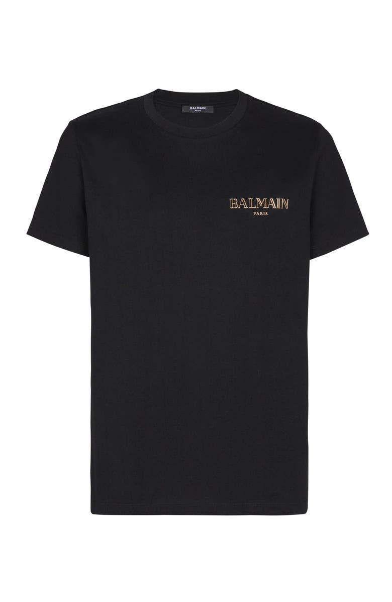 Balmain T-Shirt With Vintage Gel Balmain Logo, Alternate, color, Gold