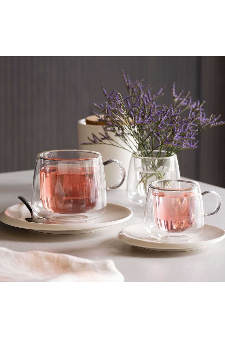 Artesano Hot & Cold Beverage Coffee Glass with Handle Pair, Alternate, color, no color