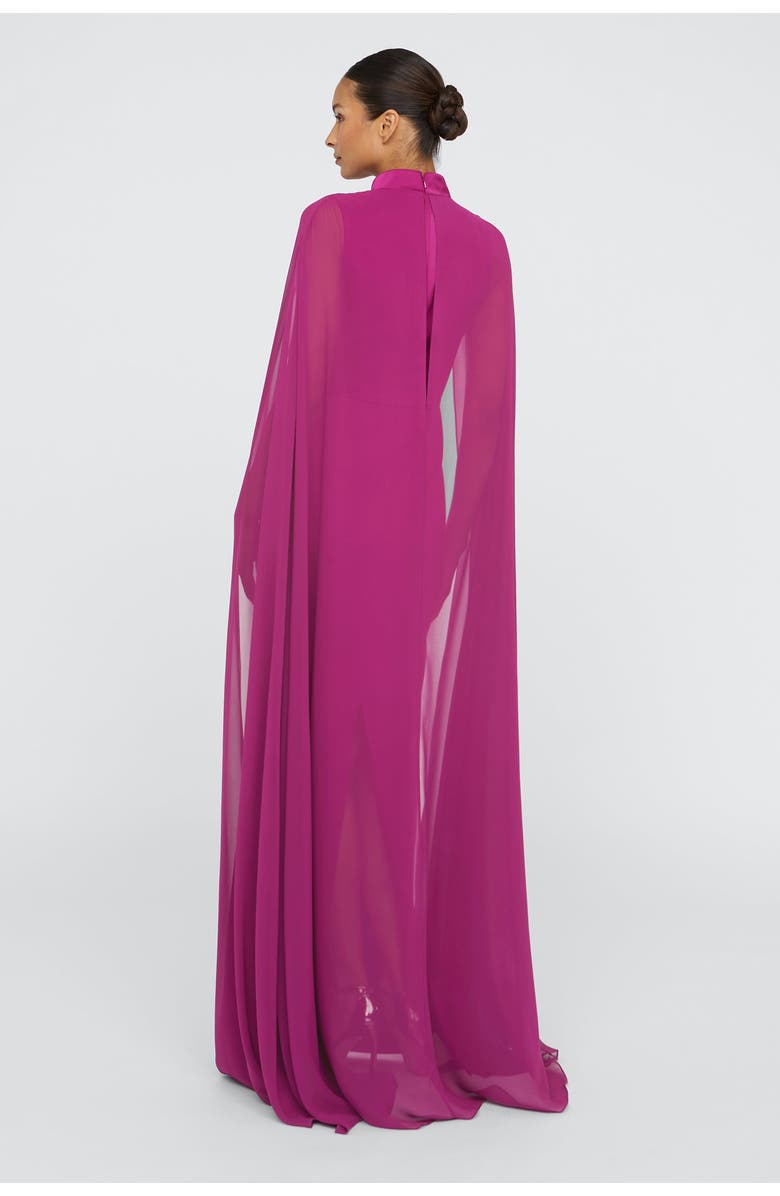 Theia Phillipa Cape Gown, Alternate, color, Sangria