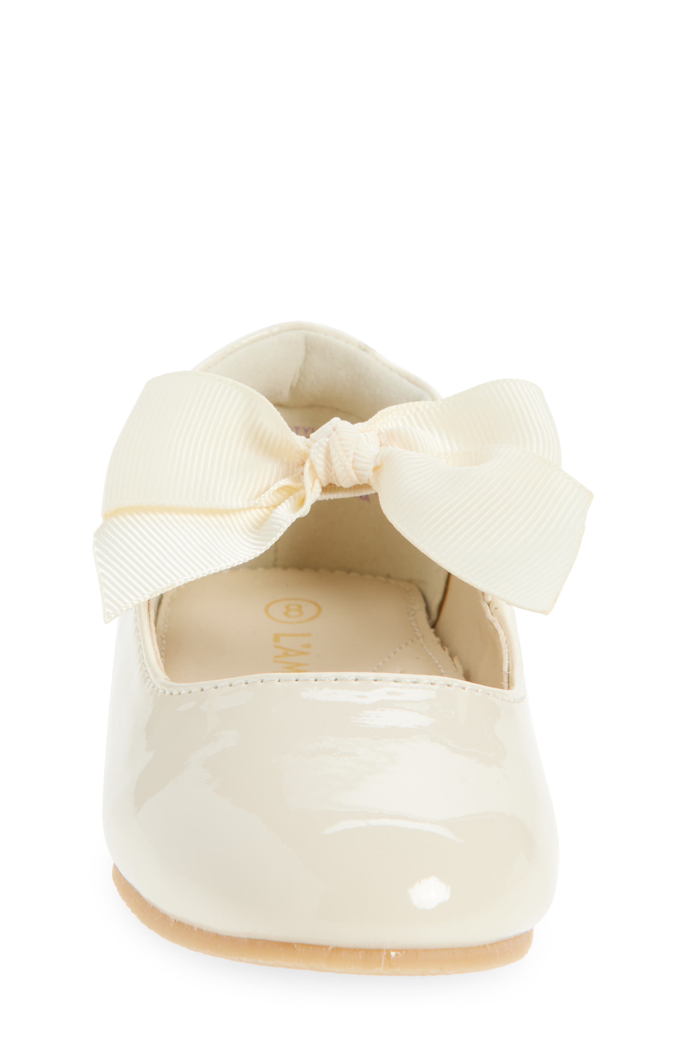 L'AMOUR Kids' Amelia Bow Mary Jane Flat, Alternate, color, Patent Cream
