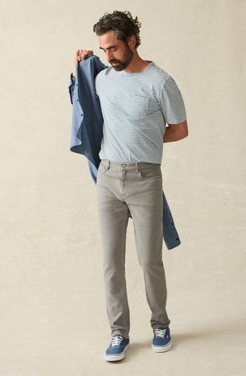 Slim Straight Leg Stretch Terry Cloth Pants