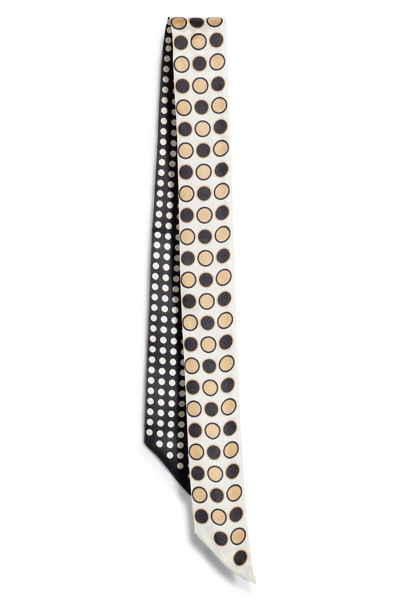 Spot & Dot Silk Satin Ribbon Scarf, Alternate, color, BLACK