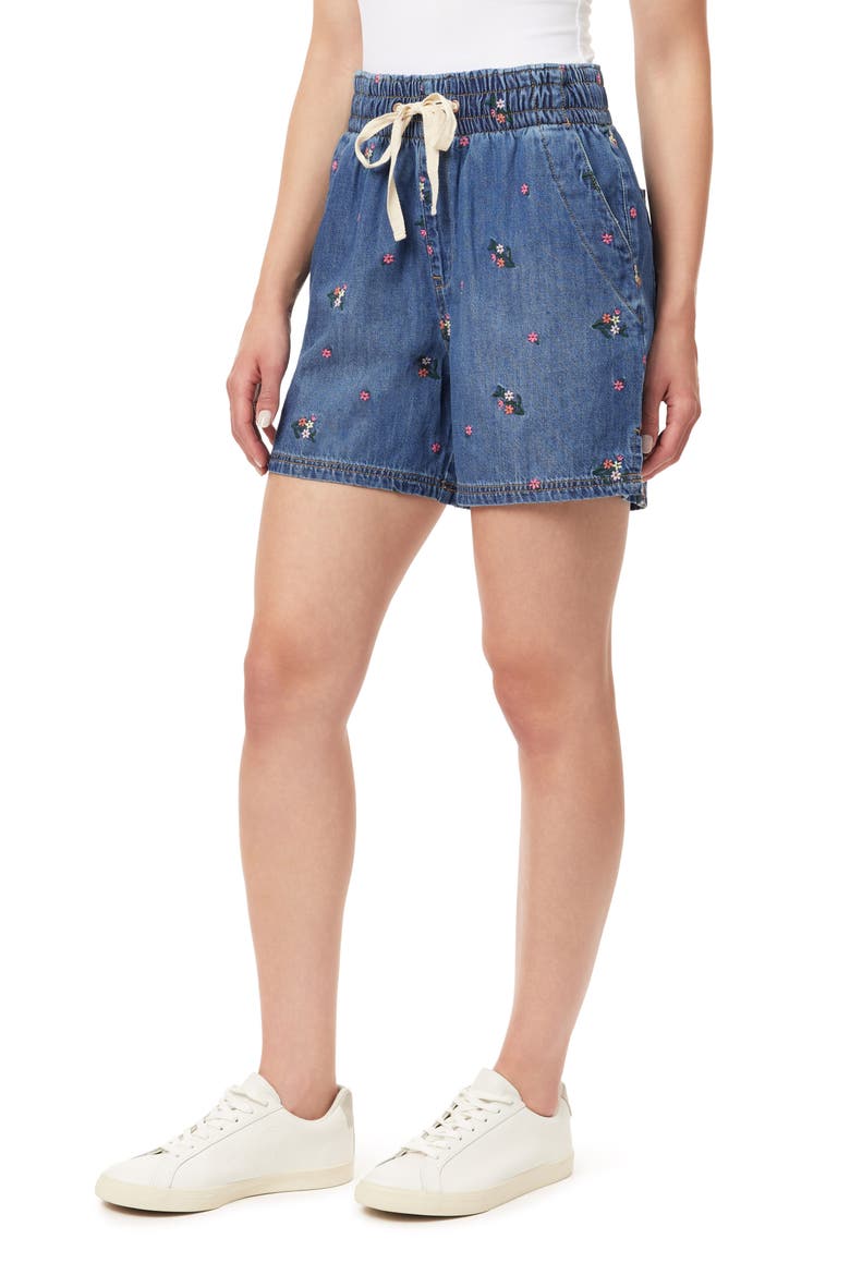 Embroidered Pull-On Denim Shorts, Alternate, color, PIPPA BLOSSOM