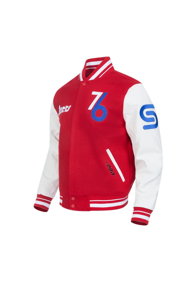 PRO STANDARD Men's Pro Standard Red Philadelphia 76ers 2024/25 City Edition Wool Varsity Full-Zip Jacket, Alternate, color,