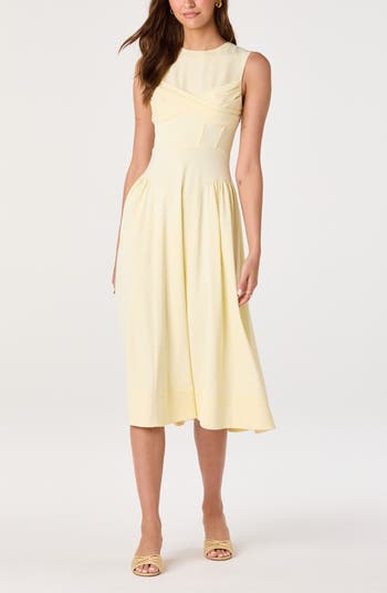 ASTR the Label Seraphina Pleated Twist Corset Midi Dress | Nordstrom