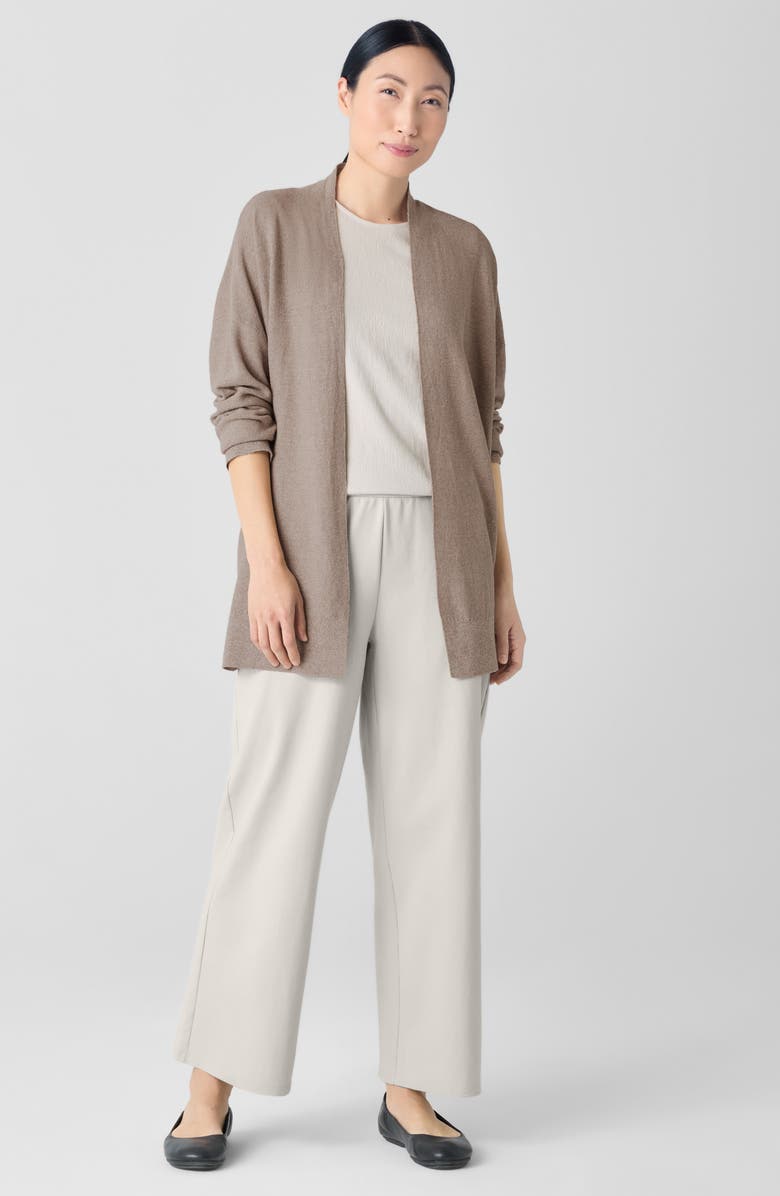 Eileen Fisher Organic Linen Blend Open Front Cardigan, Alternate, color, Cocoa