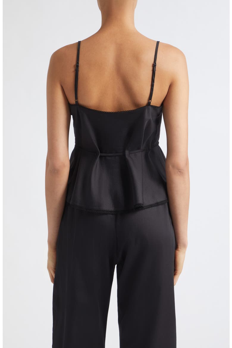 Yoko Lace Trim Tie Waist Tank Top, Alternate, color, BLACK