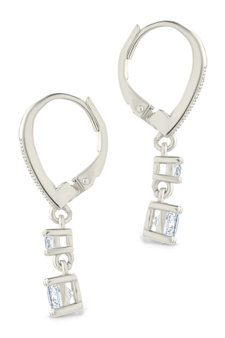 Magdalena Cubic Zirconia Drop Hoop Earrings, Alternate, color, SILVER