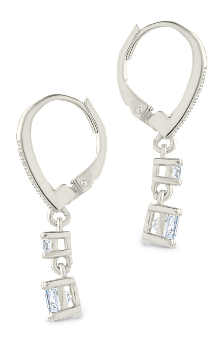 Sterling Forever Magdalena Cubic Zirconia Drop Hoop Earrings, Alternate, color, Silver