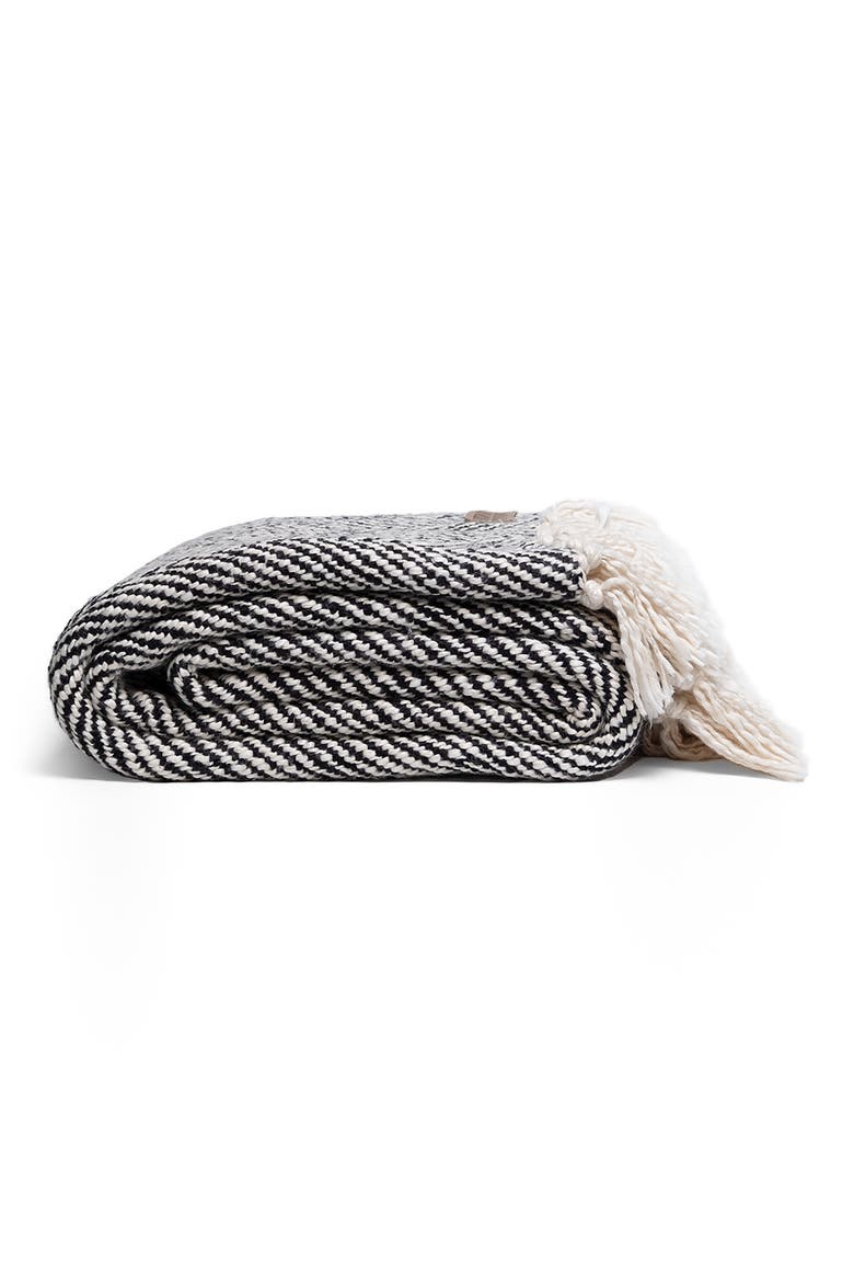 Elio Cotton Throw Blanket, Alternate, color, NATURAL / BLACK