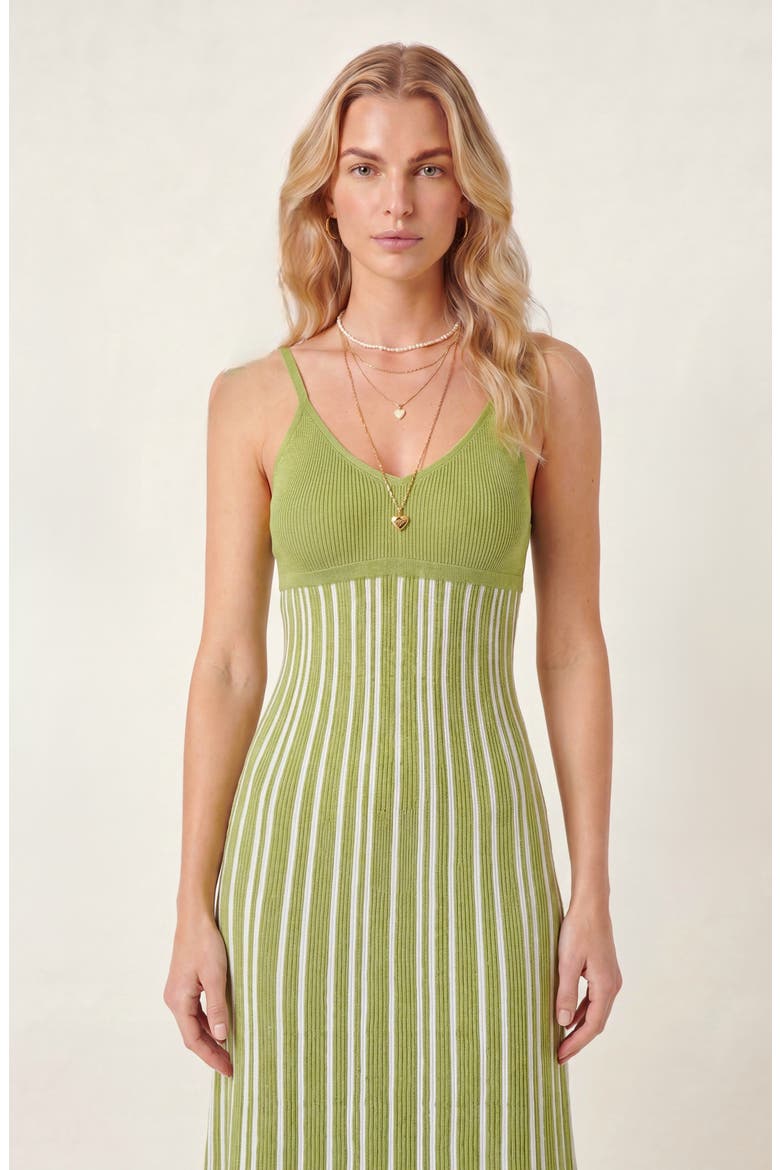 Sleeveless Knitted Striped Maxi Dress, Alternate, color, Green