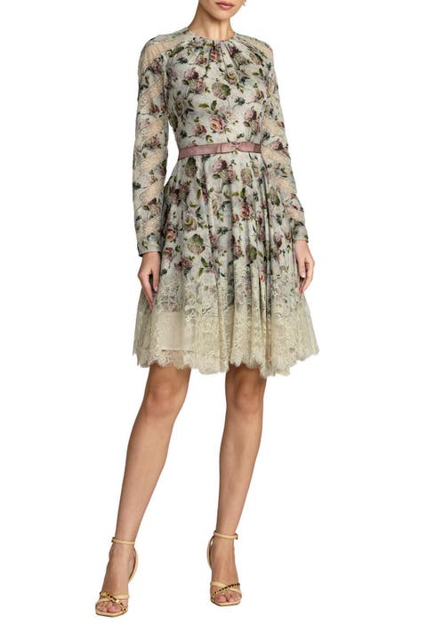 Floral Long Sleeve Cotton Mini Dress