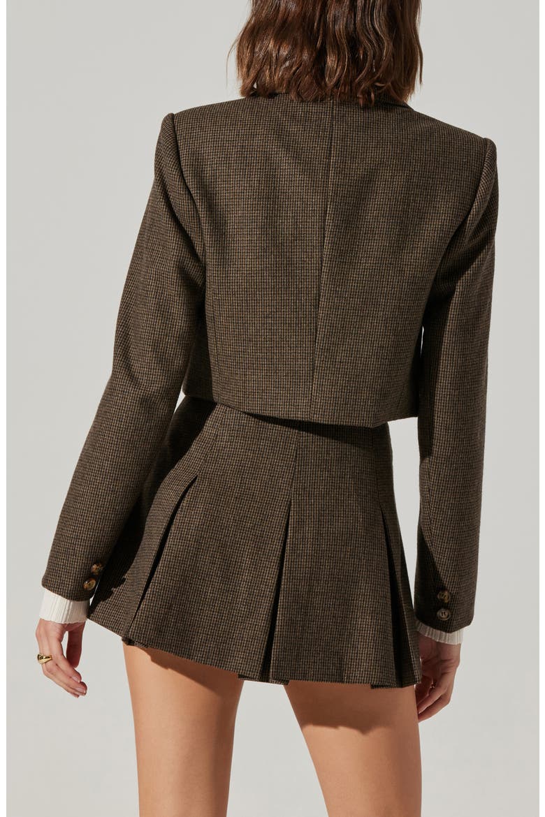 Siarah Houndstooth Crop Jacket, Alternate, color, MOCHA PLAID
