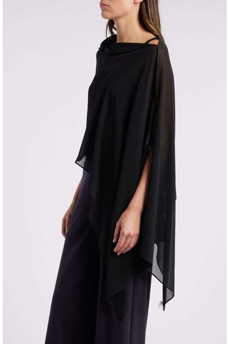 Asymmetric Sheer Silk Wrap, Alternate, color, BLACK