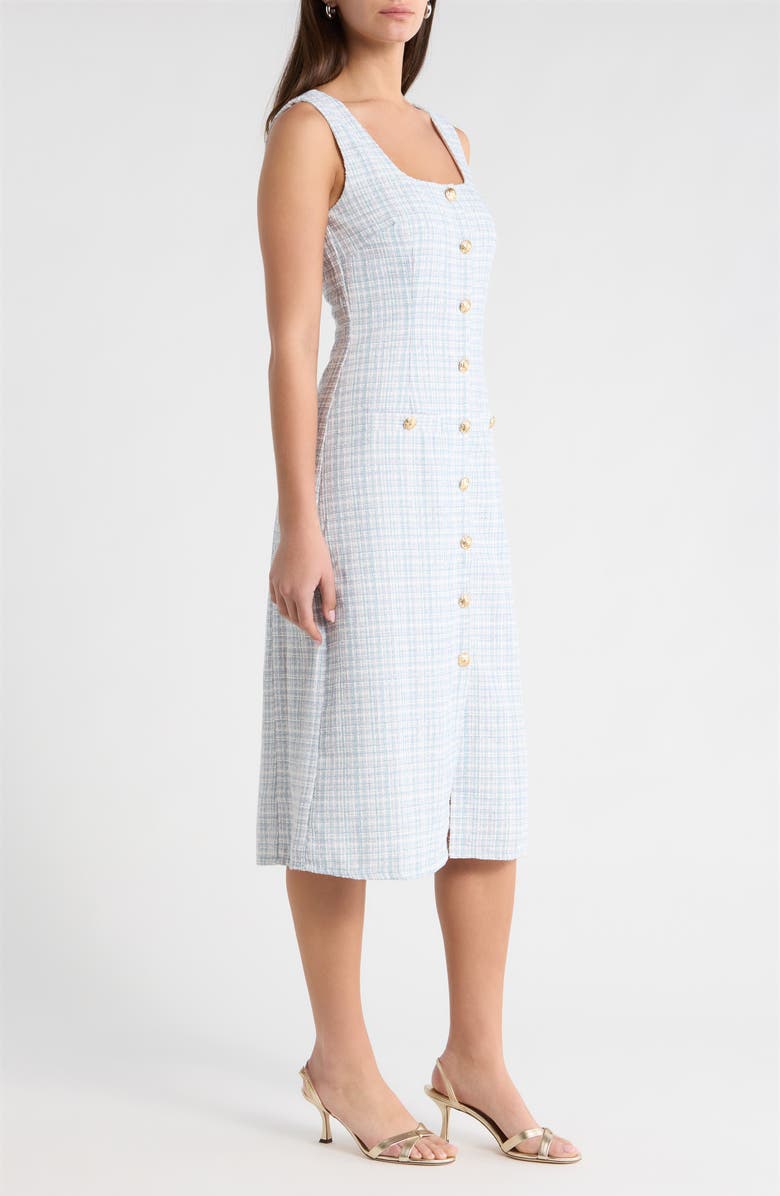 SUGARLIPS Adriella Sleeveless Tweed Dress, Alternate, color, White-Blue