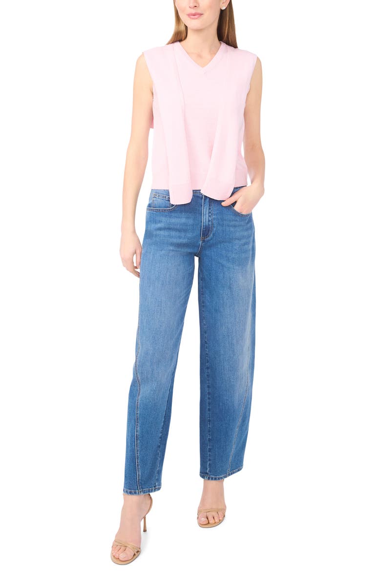 Tie Shoulder Sleeveless Sweater, Alternate, color, CHARMING PINK