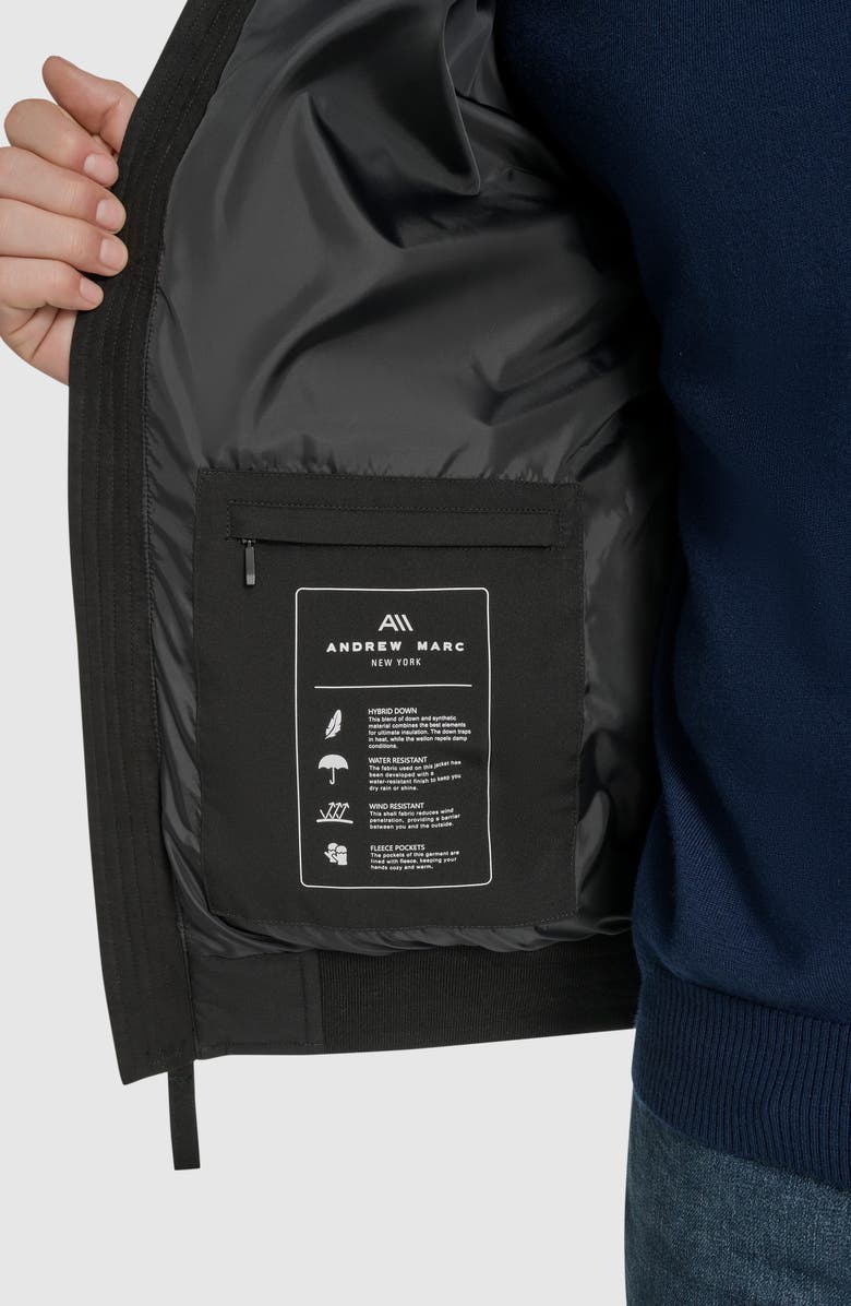 Andrew Marc Langham Water Resistant Hooded Puffer Bomber Jacket, Alternate, color, Black