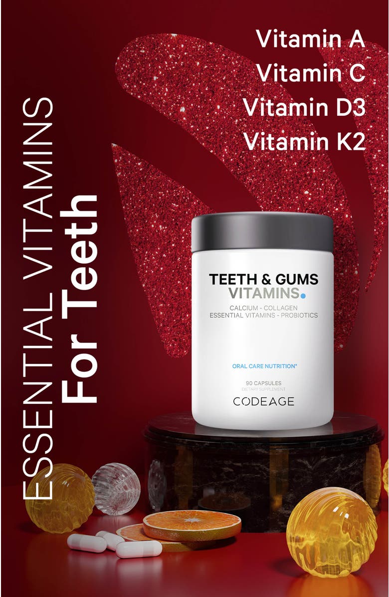 Codeage Teeth & Gums Vitamins + Collagen & Probiotics Supplement, Alternate, color,