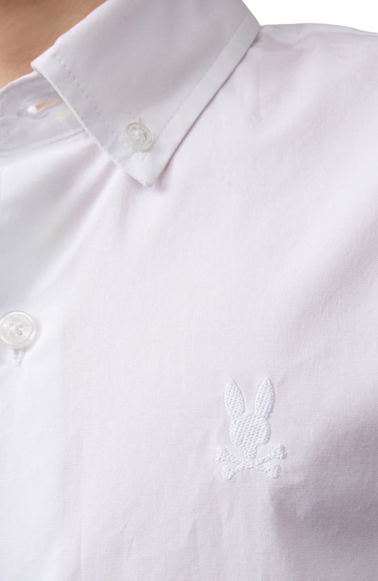 Psycho Bunny Kids' Short Sleeve Stretch Cotton Button-Down Shirt, Alternate, color,