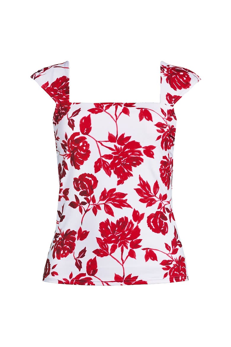 Womens Square Neck Underwire Square Back Tankini Swimsuit Top, Alternate, color, Red Graphic Floral