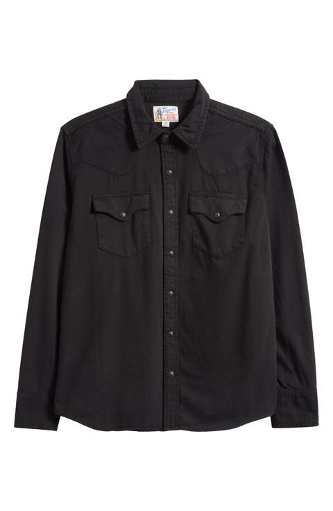 Snap Front Denim Button-Up Shirt