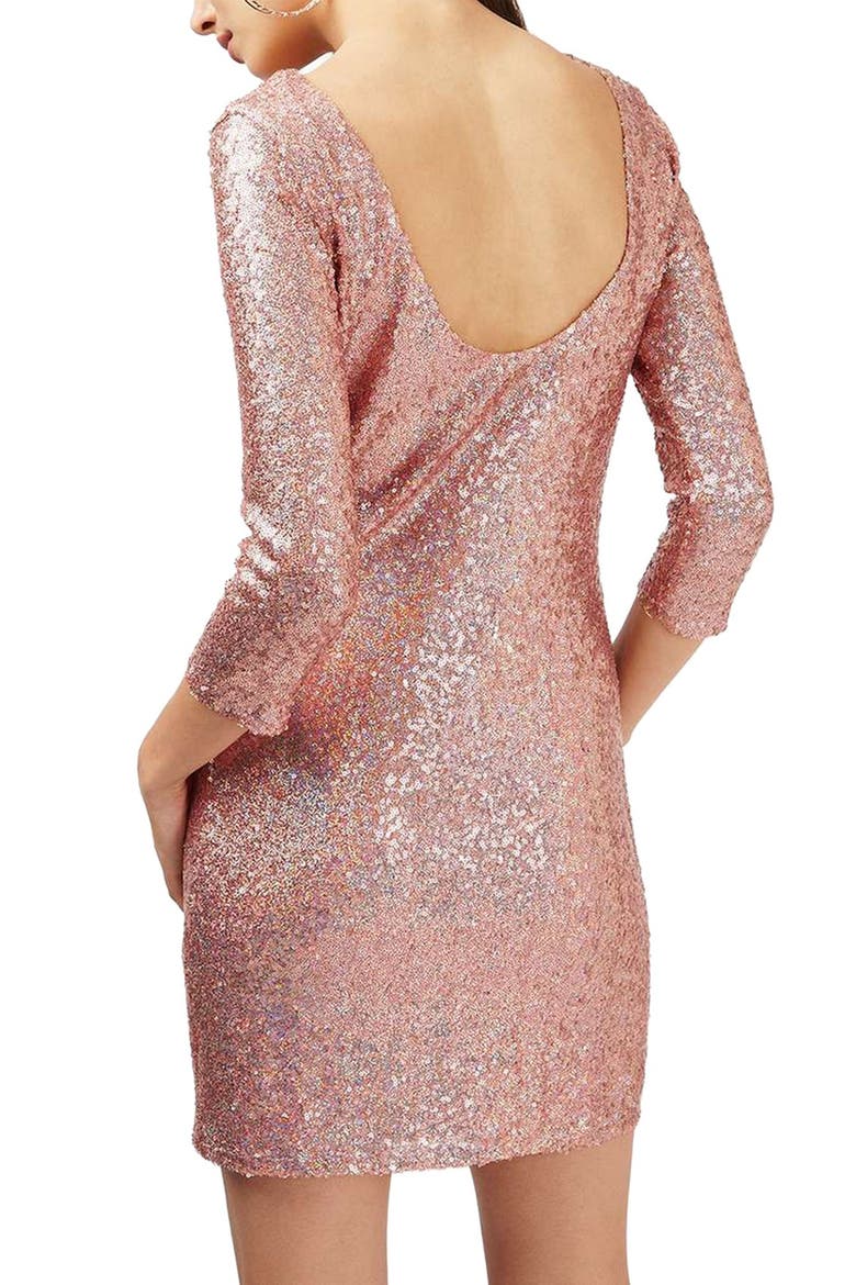 Sequin Body-Con Minidress, Alternate, color, PINK