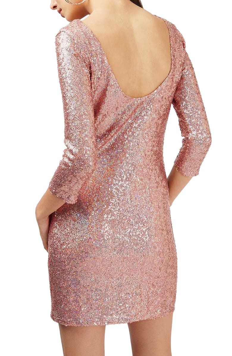 Topshop Sequin Body-Con Minidress, Alternate, color, 