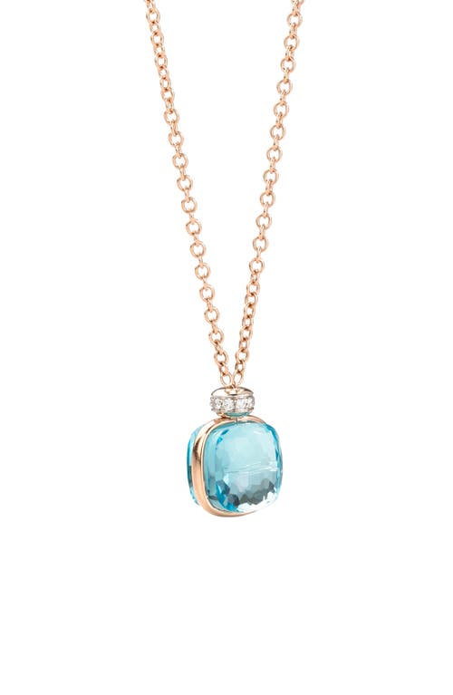 Pomellato Nudo Classic Rose Gold Sky Blue Topaz Necklace With Diamonds
