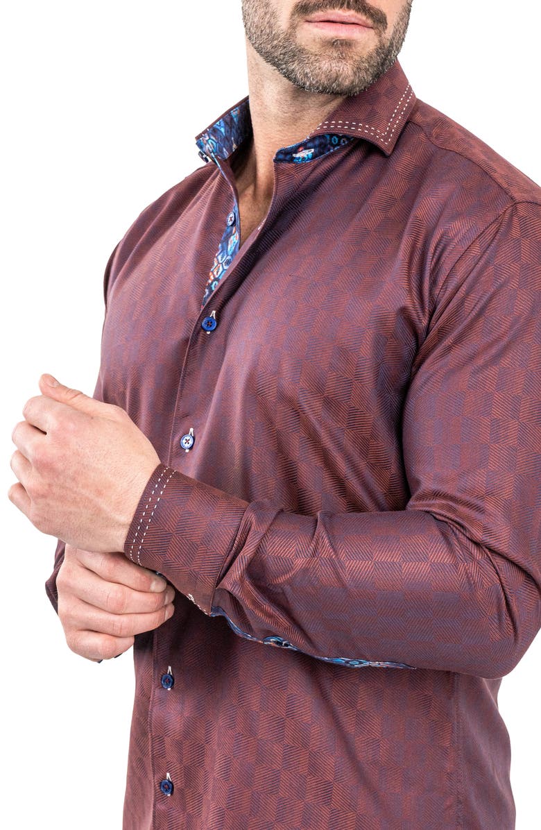 Maceoo Einstein Jacqcopper Brown Button-Up Shirt, Alternate, color, 