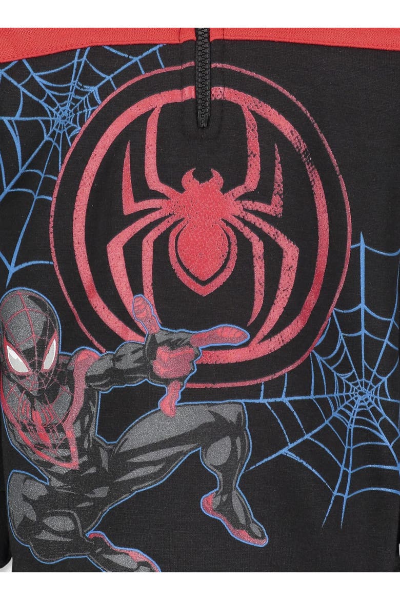 Spider-man Fleece Quarter-zip Hoodie, Alternate, color, Miles Morales Black