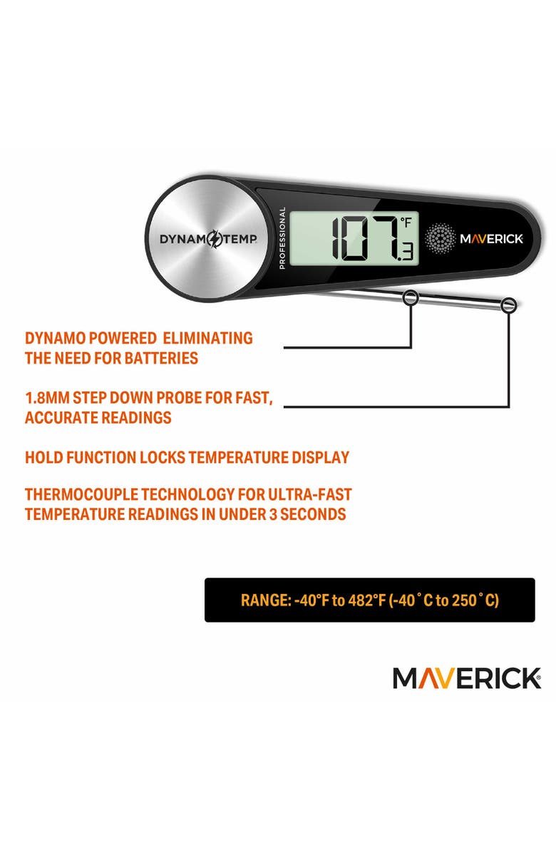 Maverick Dynamo Temp Thermocouple Food Thermometer, Alternate, color, Black