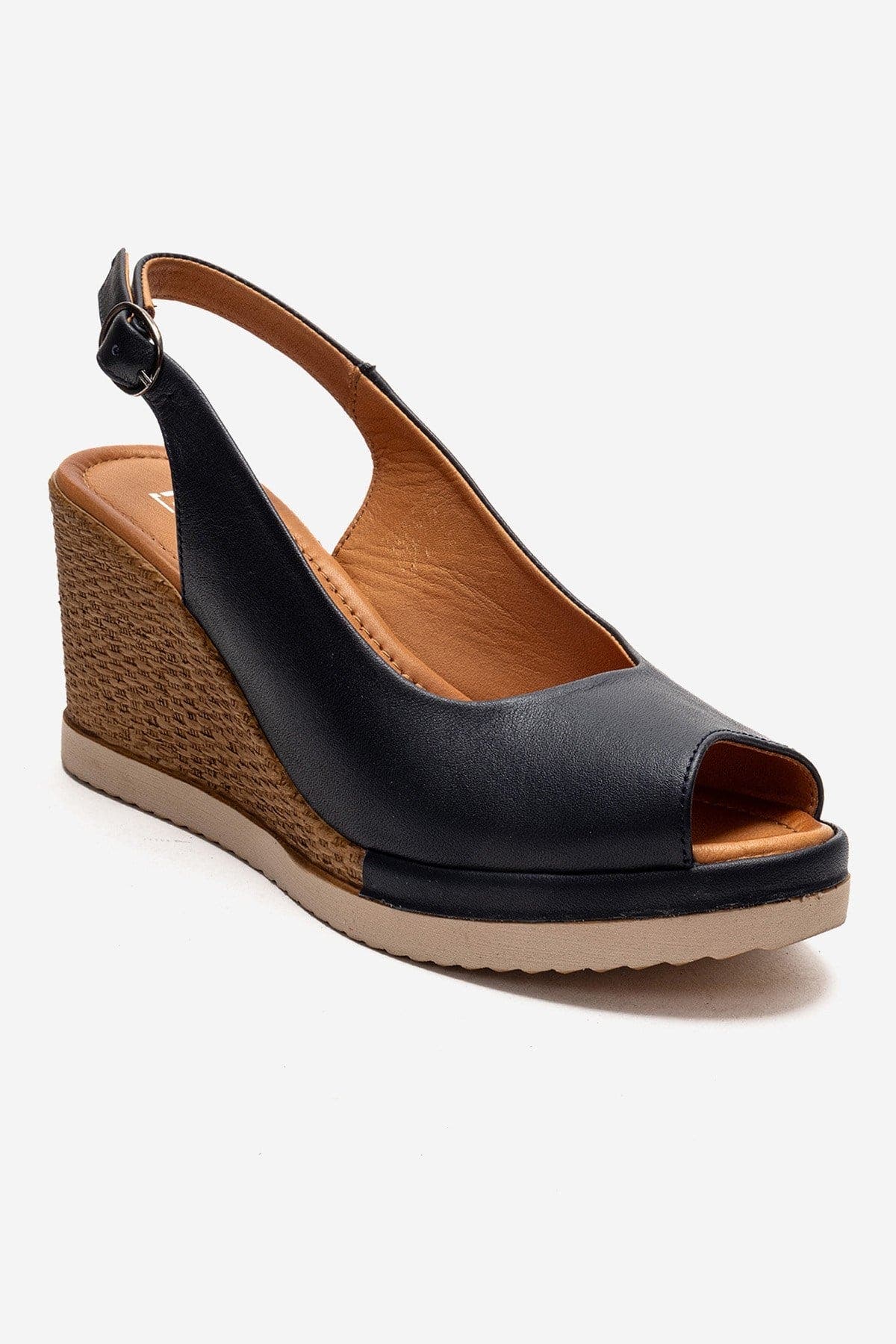 Helina Leather Wedge Sandal, Alternate, color, Navy
