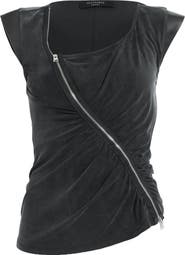 AllSaints Umbra Asymmetric Exposed Zip Top