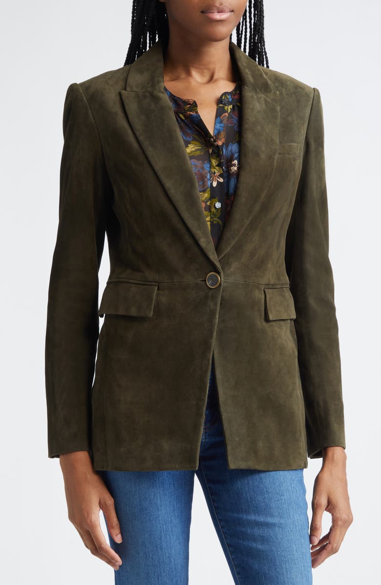Veronica Beard Duane Suede Dickey Jacket, Alternate, color, Cypress