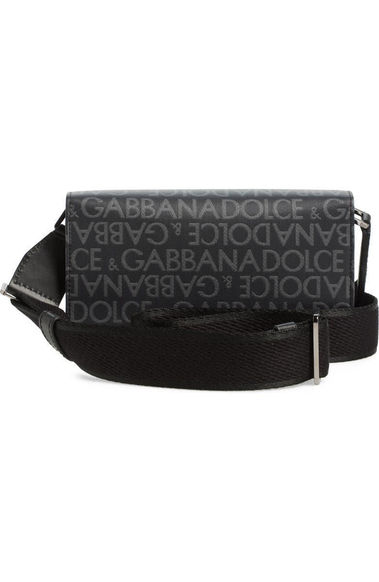 Dolce&Gabbana Logo Coated Jacquard Crossbody Bag, Alternate, color, 8B969 Nero/ Grigio