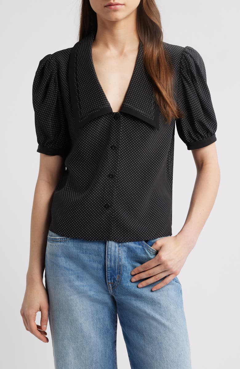 FRAME Silk Sailor Button-Up Top, Main, color,