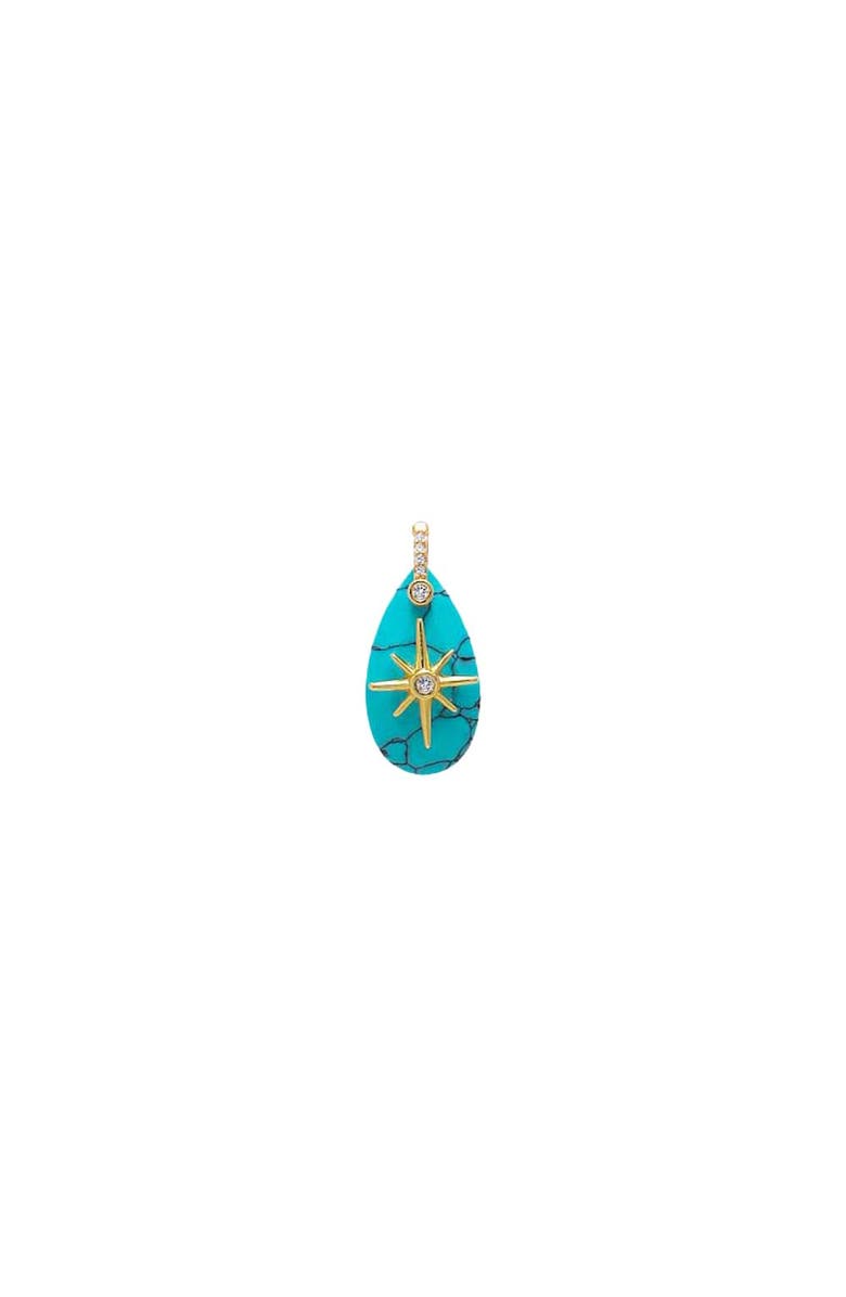 BY ADINA EDEN CZ Starburst Teardrop Natural Stone Pendant, Main, color, Turquoise
